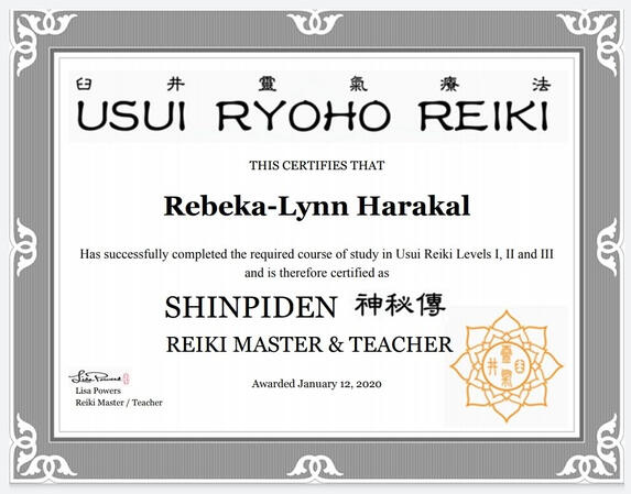 My Reiki Master Certificate My Reiki Master Certificate