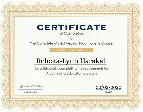 My Crystal Healer Certificate My Crystal Healer Certificate